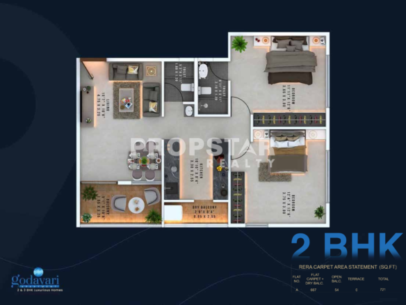 godavari elevation law college road 2 bhk floor plan