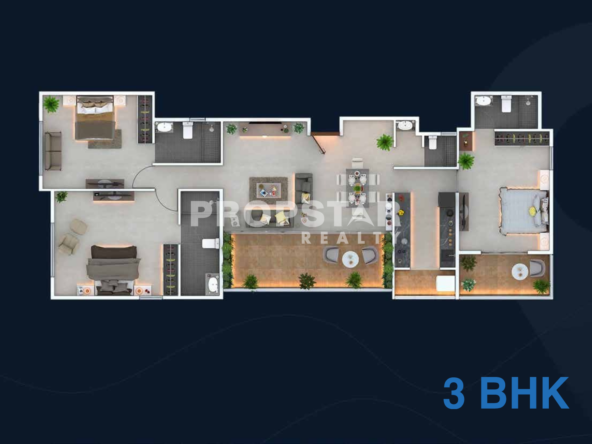 godavari elevation law college road 3 bhk floor plan