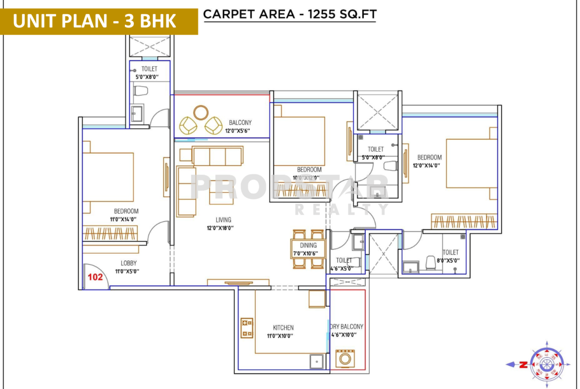 WYCE Exclucity Bavdhan 3 bhk unit plan