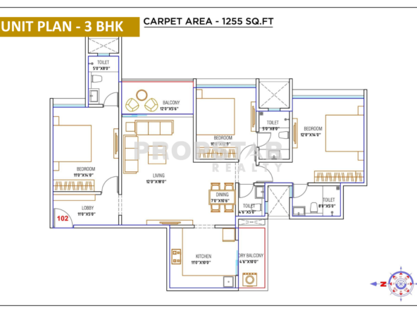 WYCE Exclucity Bavdhan 3 bhk unit plan