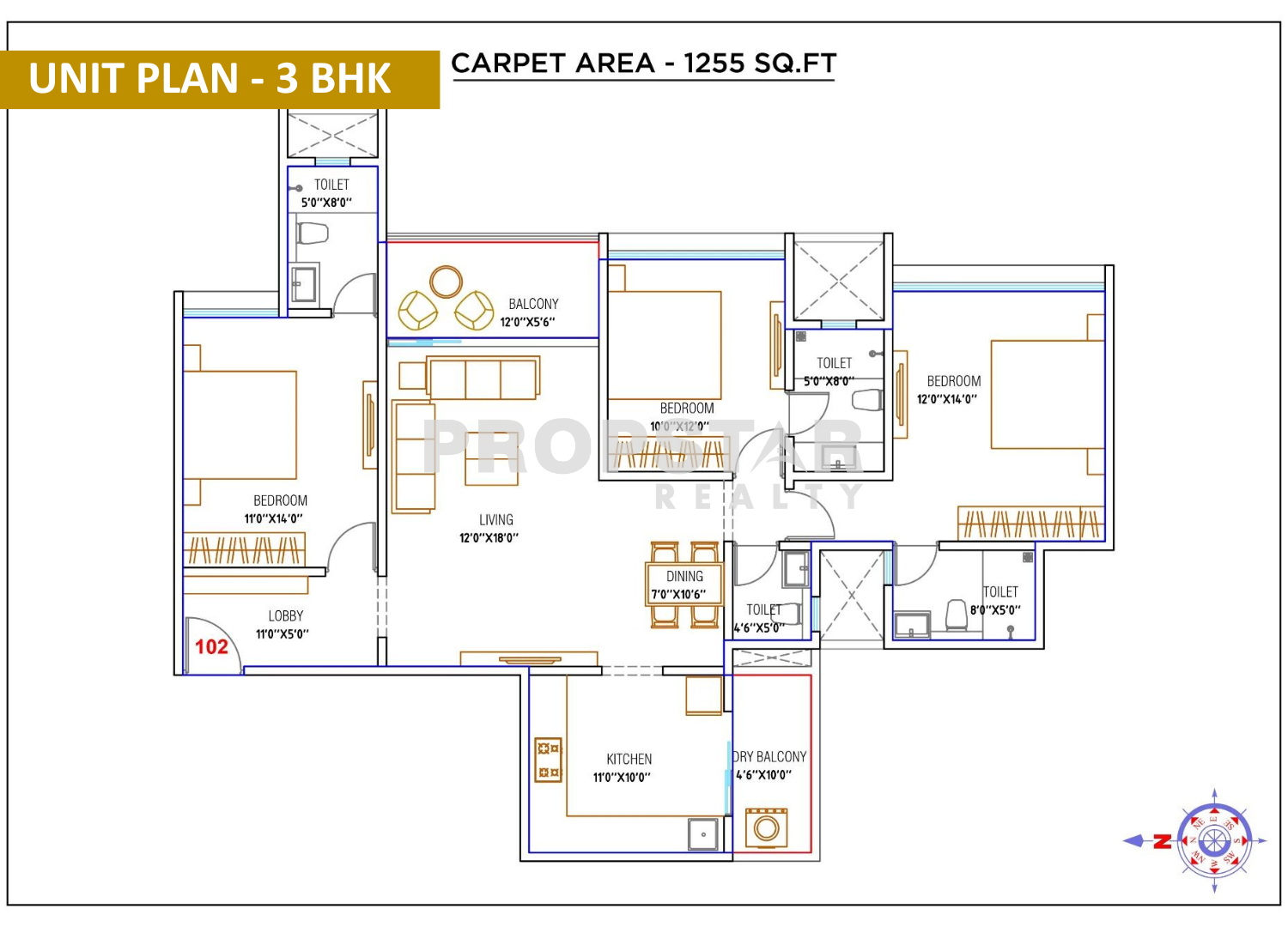 WYCE Exclucity Bavdhan 3 bhk unit plan