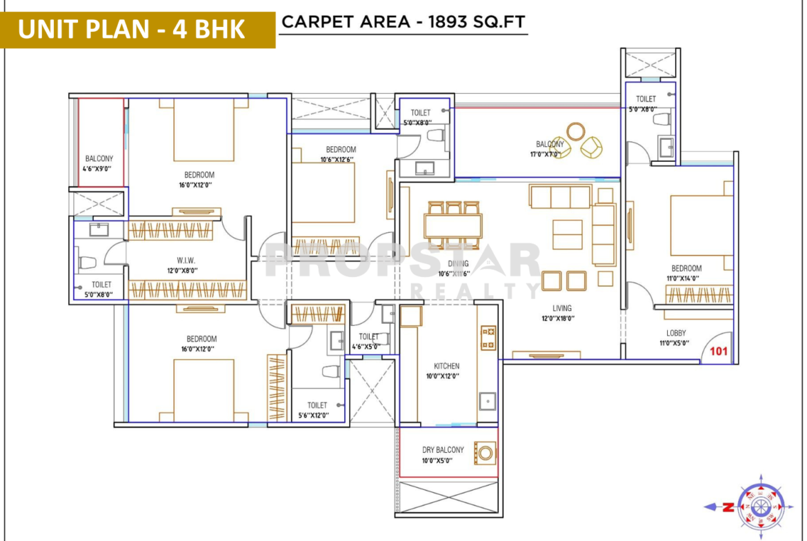 WYCE Exclucity Bavdhan 4 bhk unit plan