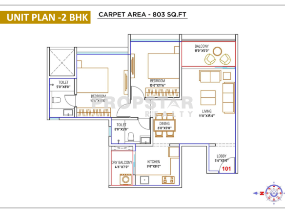 WYCE Exclucity Bavdhan 2 bhk unit plan