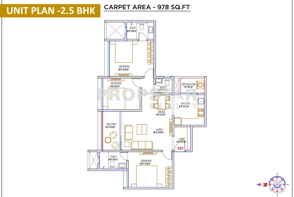 WYCE Exclucity Bavdhan 2.5 bhk unit plan