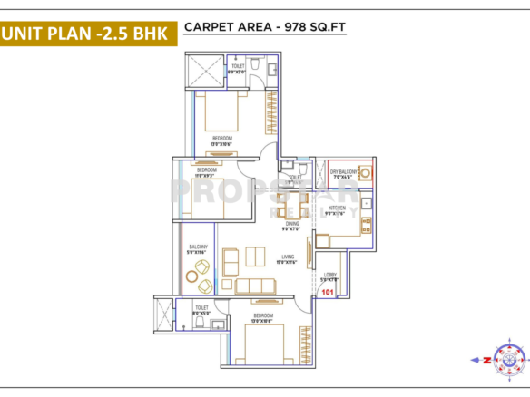 WYCE Exclucity Bavdhan 2.5 bhk unit plan