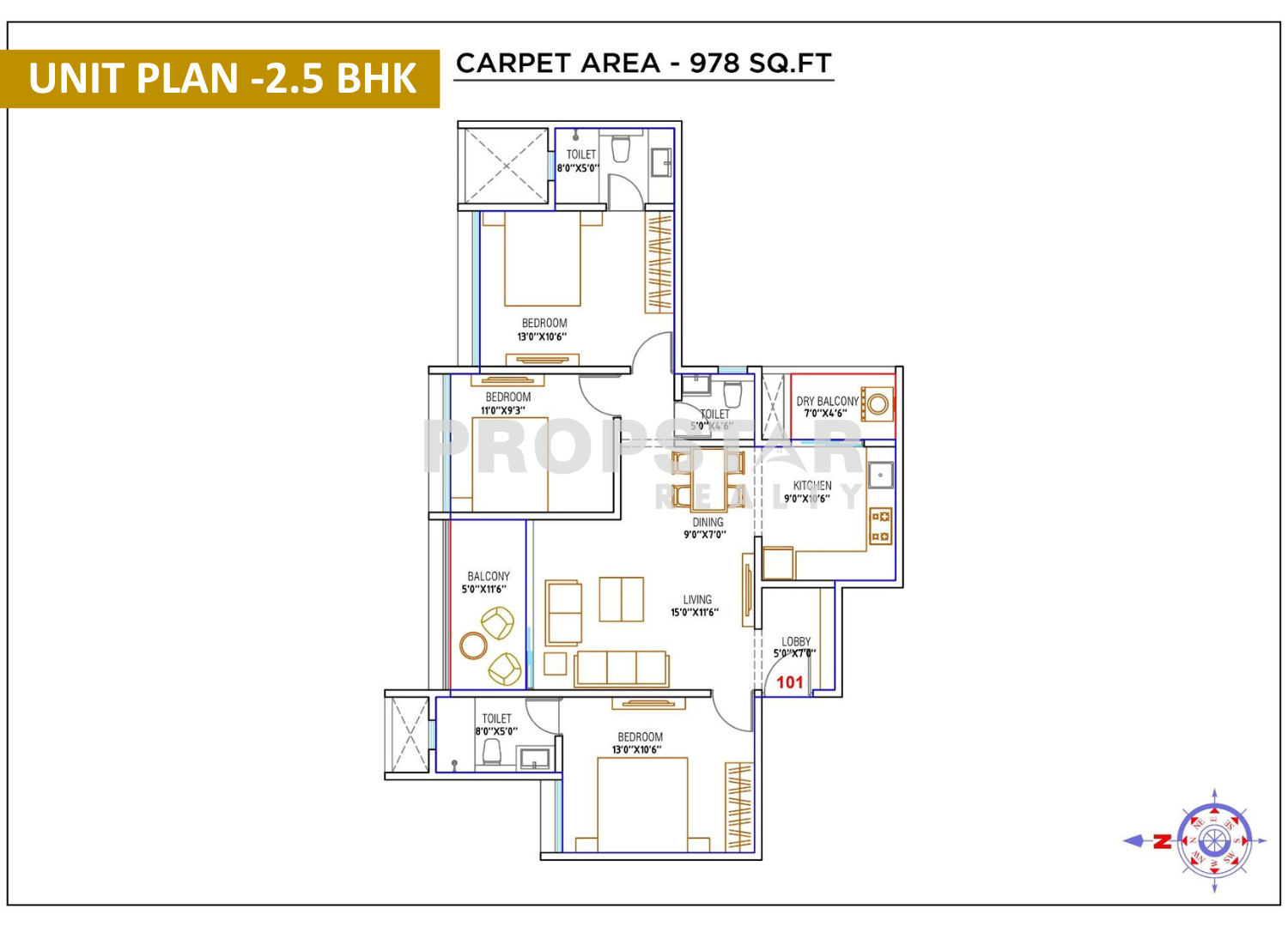 WYCE Exclucity Bavdhan 2.5 bhk unit plan