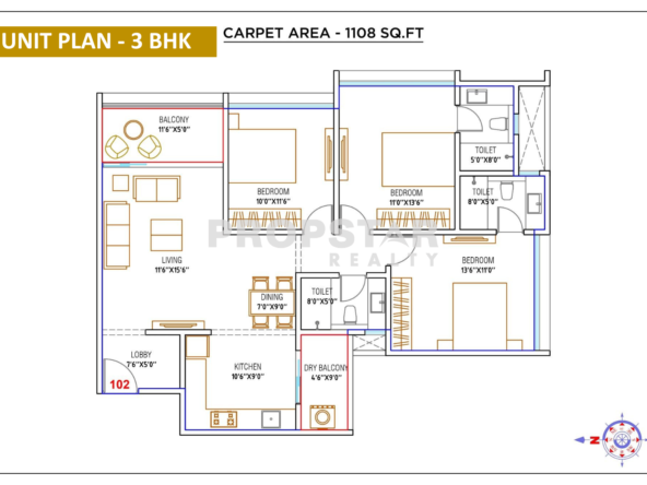 WYCE Exclucity Bavdhan 3 bhk unit plan