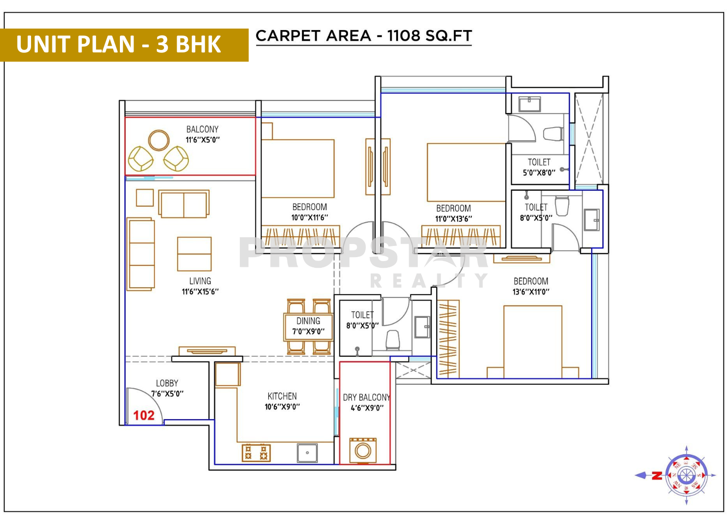 WYCE Exclucity Bavdhan 3 bhk unit plan