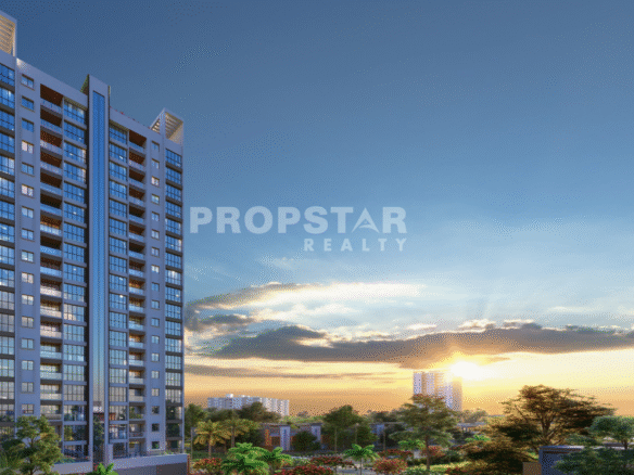 Spacious living room interiors of Riviera Vista 3 BHK apartments Sinhgad Road Pune