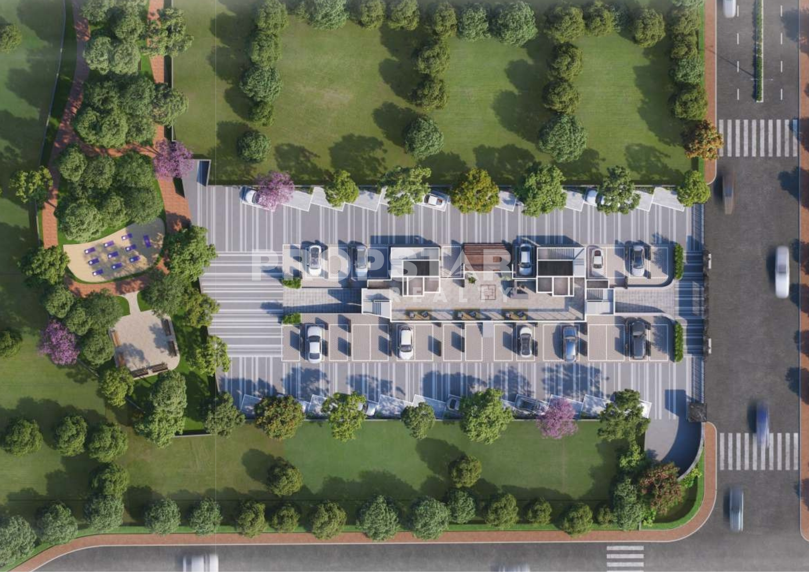 Bird’s eye view of GM Mahika residential layout in Karve Nagar, Pune