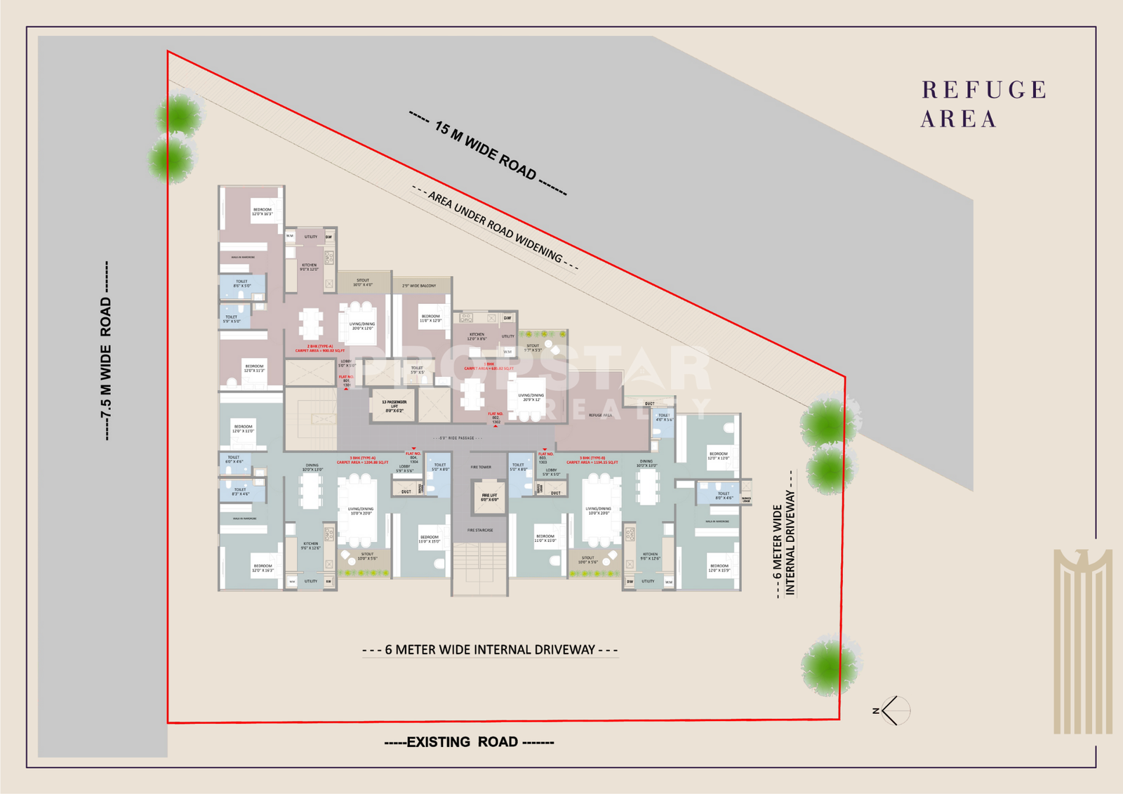 Riviera Vista Sinhgad Road 2 BHK floor plan – 835 sq.ft luxury apartment layout