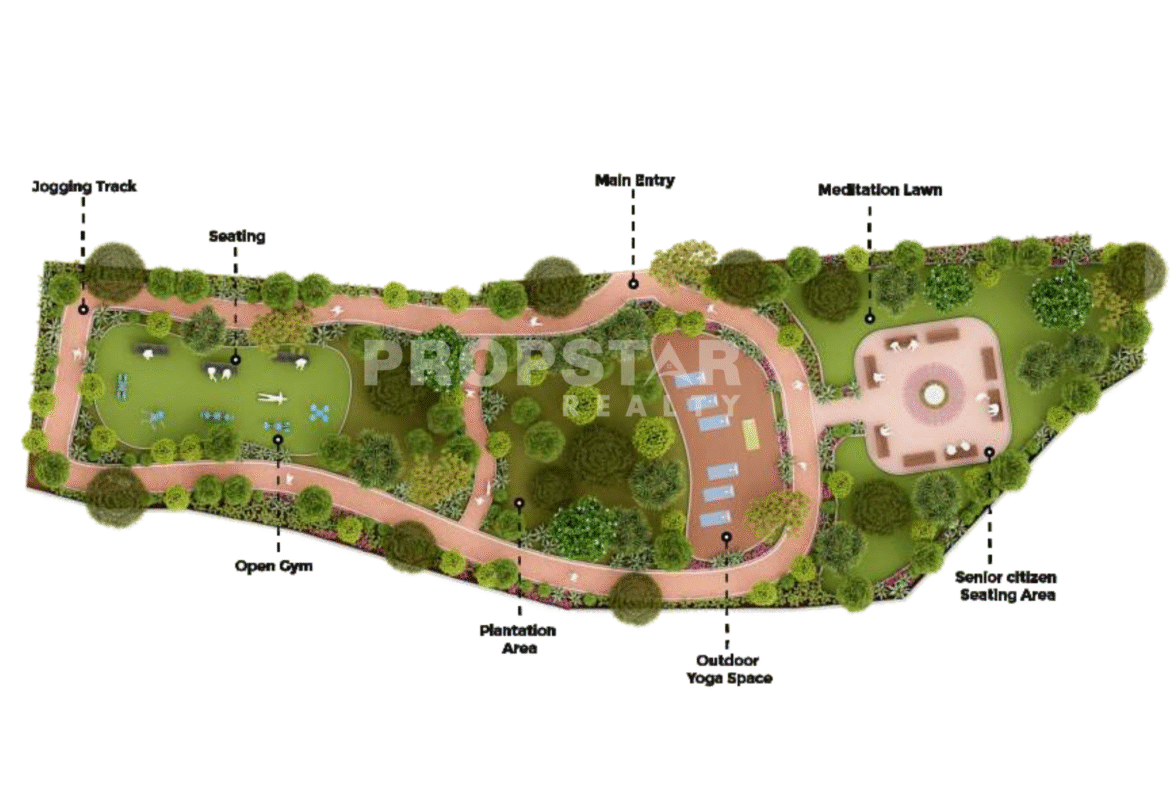 Oxygen Park at GM Mahika Karve Nagar with lush greenery and trees